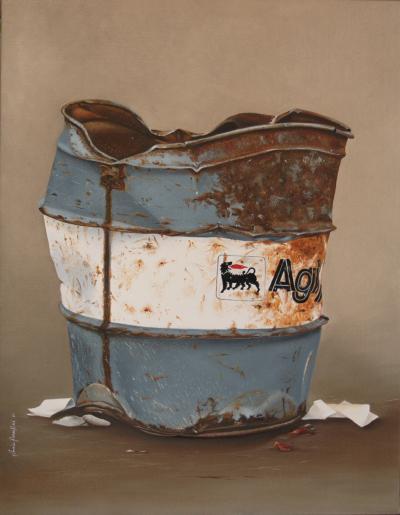Barile cm 90x70 oil on juta canvas